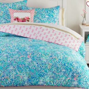 Lilly Pulitzer Pottery Barn Pineapple Party XL Twin Sz w/Sham